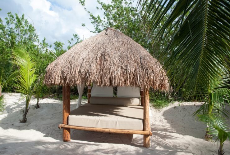 Cozumel Island Beach Massage Bed With A Straw Roof