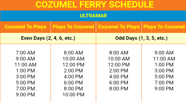 Photo of ultramar ferry schedule times forma day trip from playa del carmen to cozumel