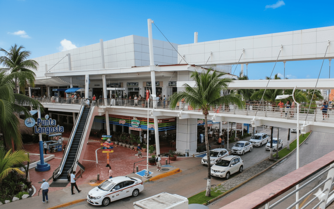 Image showing general Cozumel safety in cruise port punta Lagosta with tourists waking around the plaza