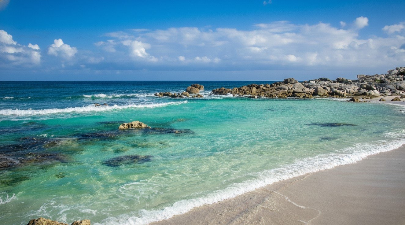 Cozumel beach with rocks under the water