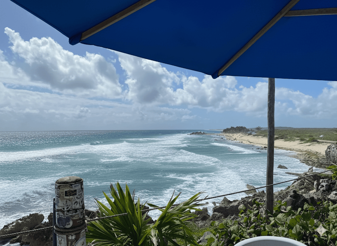 coconuts bar near Cozumel public beach – Jet Ski Cozumel Photo of ocean from Cliff near cozumels public beach