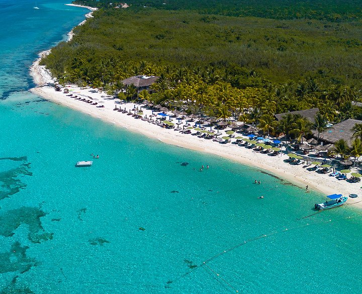 nicest-beach-in-cozunel-palancar-beach – Jet Ski Cozumel A birds eye view of playa palancar from the sky as the nicest beach in cozumel