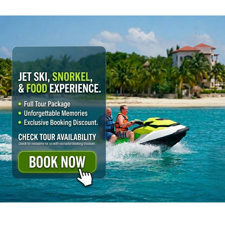 Book a Cozumel jet ski and snorkel tour with food and free beach club access