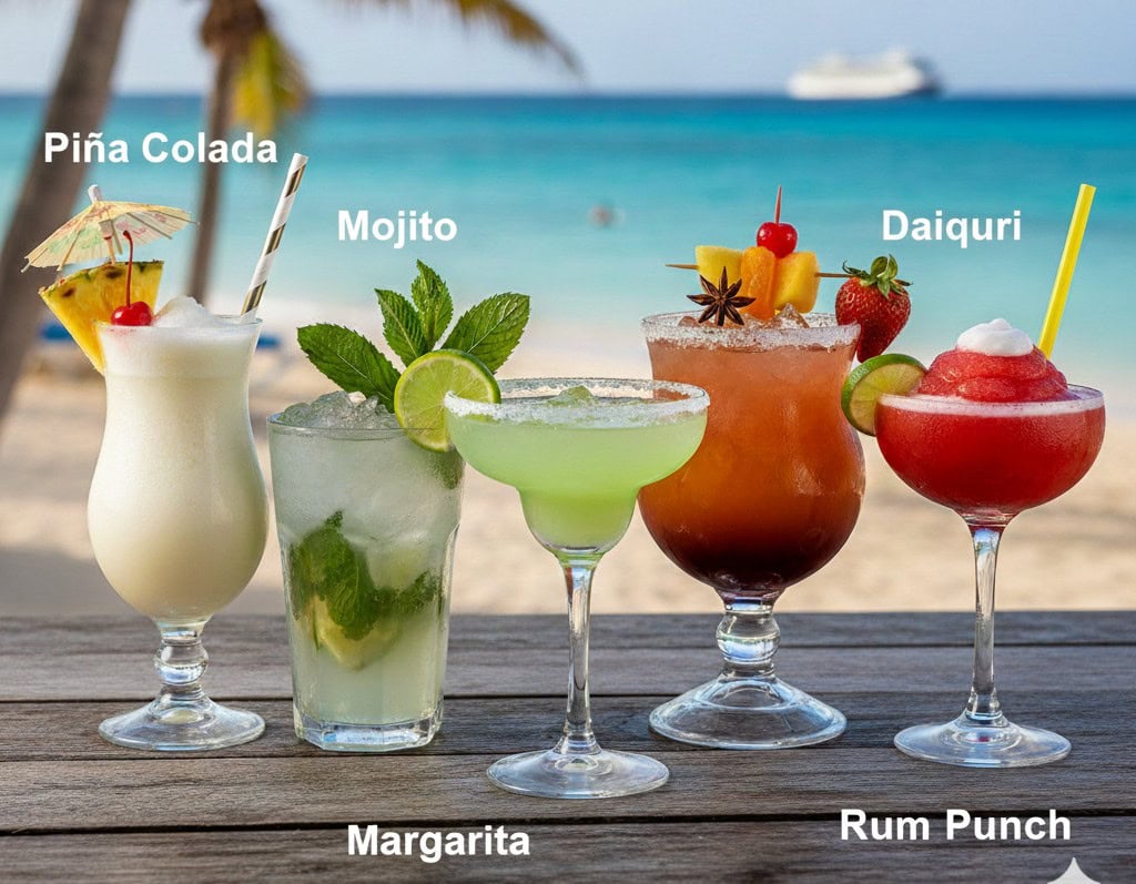 5 most popular drinks lined up on a table