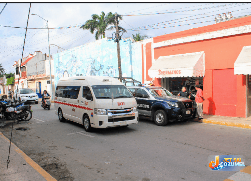 A eight passenger taxi in Cozumel mexico