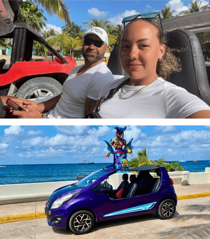 things-to-do-in-cozumel-for-couples – Jet Ski Cozumel A photo of a cpupl a in Cozumel and a dune buggy showing things to do