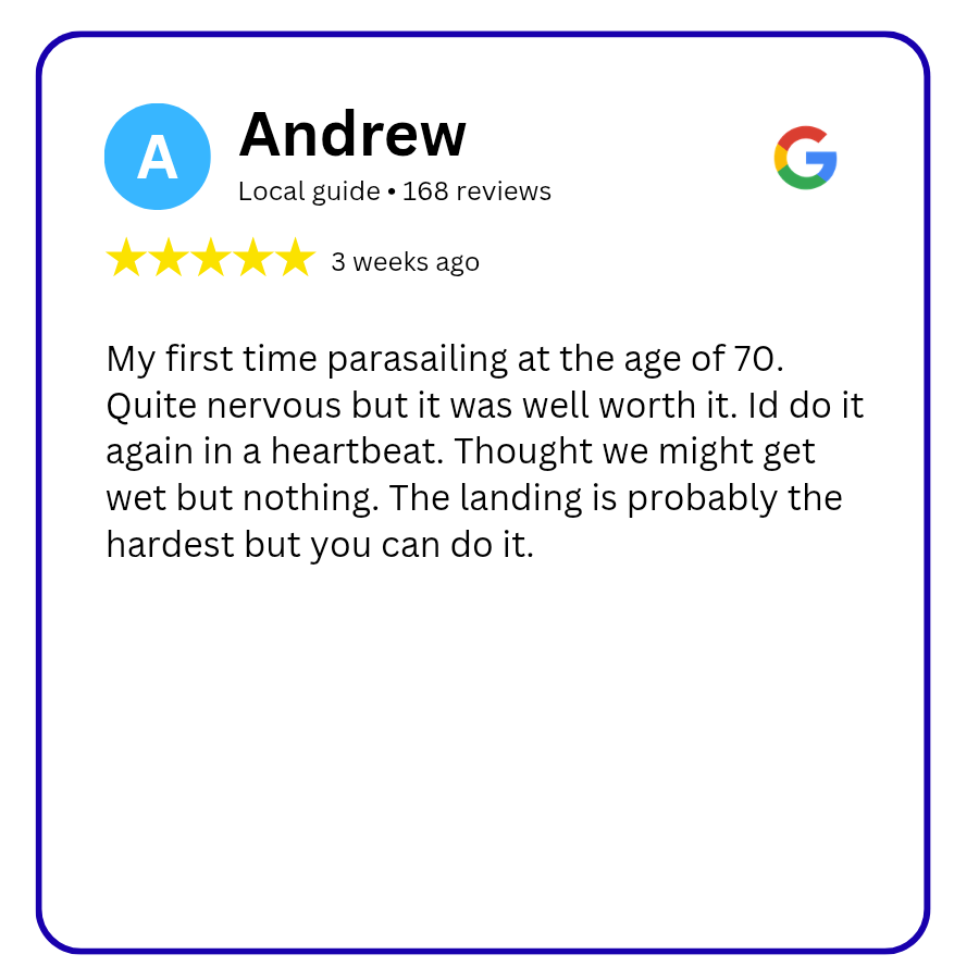 5-star customer review for parasailing in Cozumel with Jet Ski Cozumel