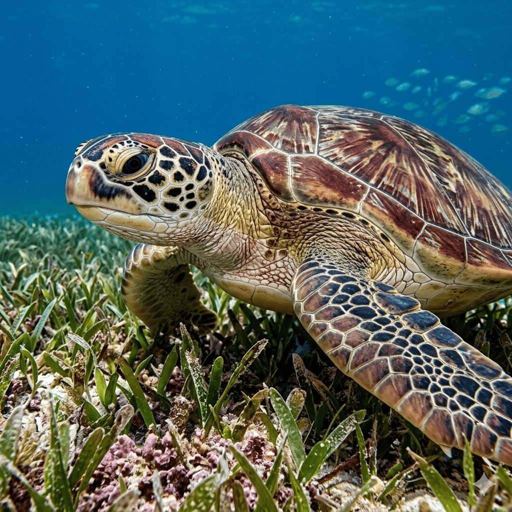 Green sea turtle at Palancar reef Cozumel