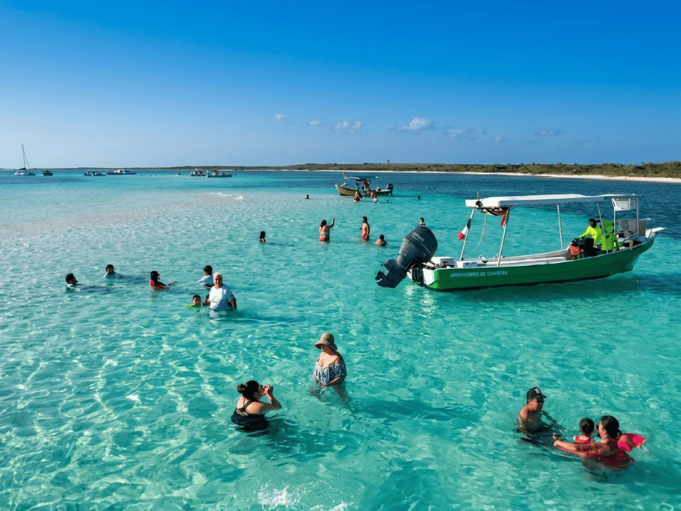 Playa El Cielo fozumelyAriel view – Jet Ski Cozumel Aerial view of playa El Cielo in Cozumel showing 15 people spread out in the crystal clear water that is about 3 ft deep and three bolts anchored